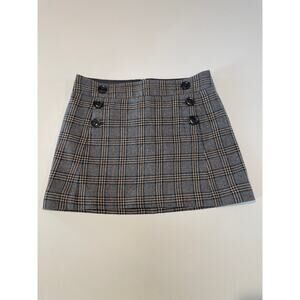 GAP Gray & Yellow Plaid Wool‑Blend Skirt Size 8
